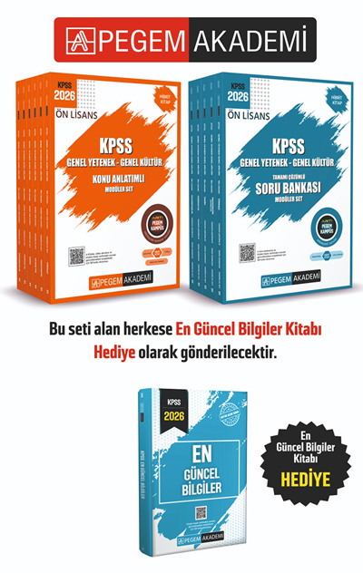 PEGEM AKADEMİ 2026 KPSS Ön Lisans Konu Anlatımlı Modüler Set Genel Yetenek Genel Kültür (6 Kitap) + 2026 KPSS Ön Lisans Genel Yetenek Genel Kültür Tamamı Çözümlü Soru Bankası Modüler Set (5 Kitap) Seti (11.Kitap) Güncel Bilgiler Hediye
