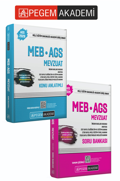 PEGEM AKADEMİ 2026 MEB AGS Konu Anlatımlı Mevzuat + 2026 MEB AGS Soru Bankası Tamamı Çözümlü Mevzuat Seti (2.Kitap) PEGEM AKADEMİ 2026 MEB AGS Konu Anlatımlı Mevzuat + 2026 MEB AGS Soru Bankası Tamamı Çözümlü Mevzuat Seti (2.Kitap)