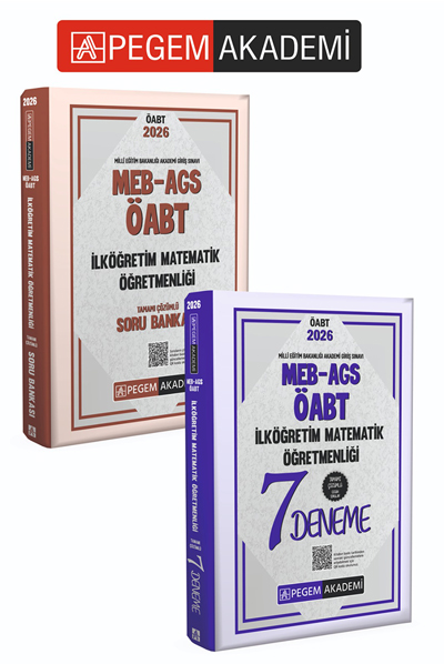 PEGEM AKADEMİ 2026 MEB AGS ÖABT İlköğretim Matematik Öğretmenliği Tamamı Çözümlü Soru Bankası + 2026 MEB AGS ÖABT İlköğretim Matematik Öğretmenliği Tamamı Çözümlü 7 Deneme Seti (2.Kitap)