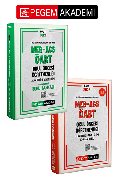 PEGEM AKADEMİ 2026 MEB AGS ÖABT Okul Öncesi Öğretmenliği Alan Bilgisi - Alan Eğitimi - Konu Anlatımlı + 2026 MEB AGS ÖABT Okul Öncesi Öğretmenliği Alan Bilgisi - Alan Eğitimi Tamamı Çözümlü Soru Bankası Seti (2.Kitap) PEGEM AKADEMİ 2026 MEB AGS ÖABT Okul Öncesi Öğretmenliği Alan Bilgisi - Alan Eğitimi - Konu Anlatımlı + 2026 MEB AGS ÖABT Okul Öncesi Öğretmenliği Alan Bilgisi - Alan Eğitimi Tamamı Çözümlü Soru Bankası Seti (2.Kitap)