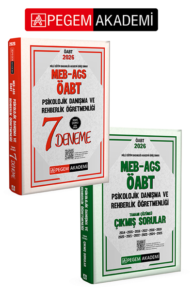 PEGEM AKADEMİ 2026 MEB AGS ÖABT Psikolojik Danışma ve Rehberlik Öğretmenliği Tamamı Çözümlü Çıkmış Sorular + 2026 MEB AGS ÖABT Psikolojik Danışma Ve Rehberlik Öğretmenliği Tamamı Çözümlü 7 Deneme Seti (2.Kitap) PEGEM AKADEMİ 2026 MEB AGS ÖABT Psikolojik Danışma ve Rehberlik Öğretmenliği Tamamı Çözümlü Çıkmış Sorular + 2026 MEB AGS ÖABT Psikolojik Danışma Ve Rehberlik Öğretmenliği Tamamı Çözümlü 7 Deneme Seti (2.Kitap)