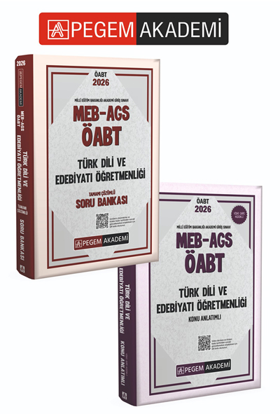 PEGEM AKADEMİ 2026 MEB AGS ÖABT Türk Dili ve Edebiyatı Öğretmenliği Konu Anlatımlı + 2026 MEB AGS ÖABT Türk Dili ve Edebiyatı Öğretmenliği Tamamı Çözümlü Soru Bankası Seti (2.Kitap)