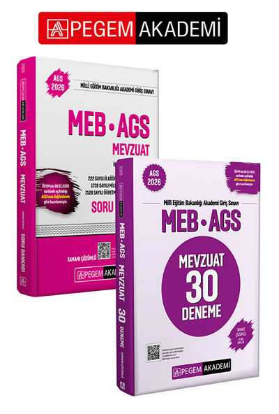 PEGEM AKADEMİ 2026 MEB AGS Soru Bankası Tamamı Çözümlü Mevzuat + 2026 MEB AGS Mevzuat 30 Deneme Tamamı Çözümlü Seti (2.Kitap) PEGEM AKADEMİ 2026 MEB AGS Soru Bankası Tamamı Çözümlü Mevzuat + 2026 MEB AGS Mevzuat 30 Deneme Tamamı Çözümlü Seti (2.Kitap)