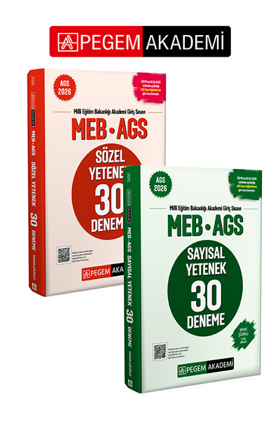PEGEM AKADEMİ 2026 MEB AGS Sözel Yetenek 30 Deneme Tamamı Çözümlü + 2026 MEB AGS Sayısal Yetenek 30 Deneme Tamamı Çözümlü Seti (2.Kitap)