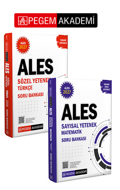 PEGEM AKADEMİ 2027 ALES Sayısal Yetenek Matematik Tamamı Video Çözümlü Soru Bankası + 2027 ALES Sözel Yetenek Türkçe Tamamı Çözümlü Soru Bankası Seti (2.Kitap) PEGEM AKADEMİ 2027 ALES Sayısal Yetenek Matematik Tamamı Video Çözümlü Soru Bankası + 2027 ALES Sözel Yetenek Türkçe Tamamı Çözümlü Soru Bankası Seti (2.Kitap)