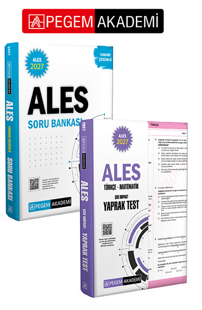 PEGEM AKADEMİ 2027 ALES Tamamı Çözümlü Soru Bankası + 2027 ALES Türkçe-Matematik Çek Kopart Yaprak Test Seti (2.Kitap)