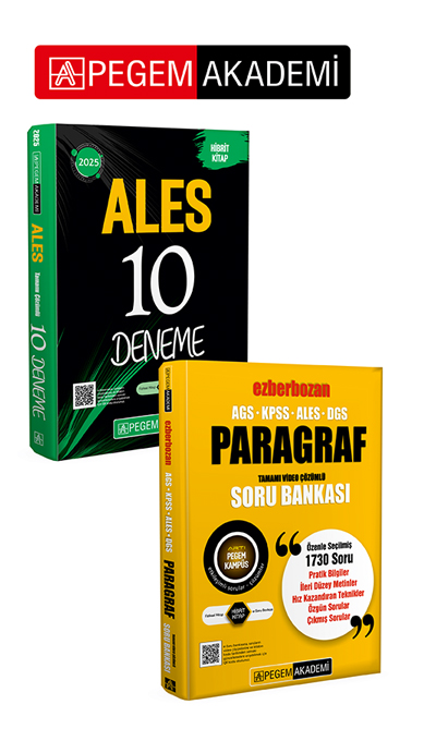 PEGEM AKADEMİ AGS-KPSS-ALES-DGS Ezberbozan Paragraf Tamamı Video Çözümlü Soru Bankası + 2025 ALES Tamamı Çözümlü 10 Deneme Seti (2.Kitap) PEGEM AKADEMİ AGS-KPSS-ALES-DGS Ezberbozan Paragraf Tamamı Video Çözümlü Soru Bankası + 2025 ALES Tamamı Çözümlü 10 Deneme Seti (2.Kitap)