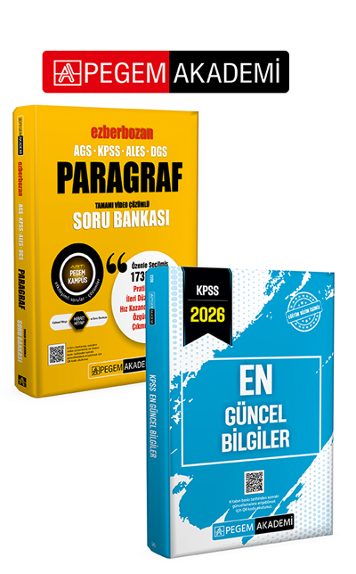 PEGEM AKADEMİ AGS-KPSS-ALES-DGS Ezberbozan Paragraf Tamamı Video Çözümlü Soru Bankası + 2026 KPSS En Güncel Bilgiler Seti (2.Kitap) PEGEM AKADEMİ AGS-KPSS-ALES-DGS Ezberbozan Paragraf Tamamı Video Çözümlü Soru Bankası + 2026 KPSS En Güncel Bilgiler Seti (2.Kitap)