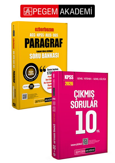 PEGEM AKADEMİ AGS-KPSS-ALES-DGS Ezberbozan Paragraf Tamamı Video Çözümlü Soru Bankası + 2026 KPSS Genel Yetenek Genel Kültür Tamamı Çözümlü Çıkmış Sorular 10 Yıl Seti (2.Kitap) PEGEM AKADEMİ AGS-KPSS-ALES-DGS Ezberbozan Paragraf Tamamı Video Çözümlü Soru Bankası + 2026 KPSS Genel Yetenek Genel Kültür Tamamı Çözümlü Çıkmış Sorular 10 Yıl Seti (2.Kitap)