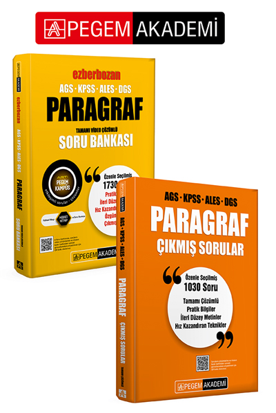 PEGEM AKADEMİ Paragraf Çıkmış Sorular + AGS-KPSS-ALES-DGS Ezberbozan Paragraf Tamamı Video Çözümlü Soru Bankası Seti (2.Kitap)