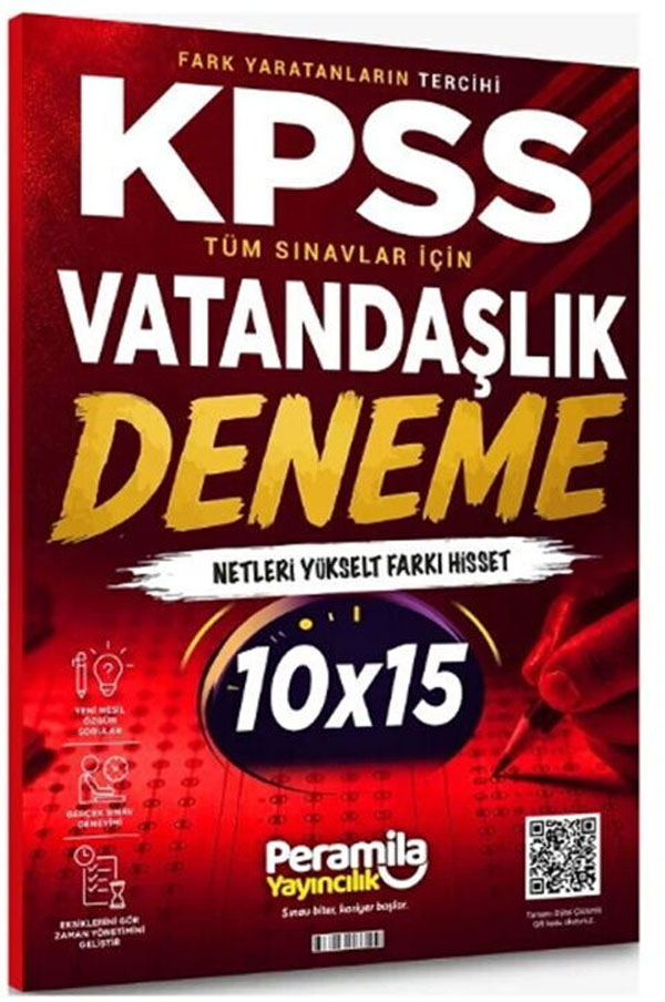 Peramila Yayıncılık KPSS Tüm Sınavlar İçin Vatandaşlık 10x15 Deneme Tamamı QR Çözümlü Peramila Yayıncılık KPSS Tüm Sınavlar İçin Vatandaşlık 10x15 Deneme Tamamı QR Çözümlü