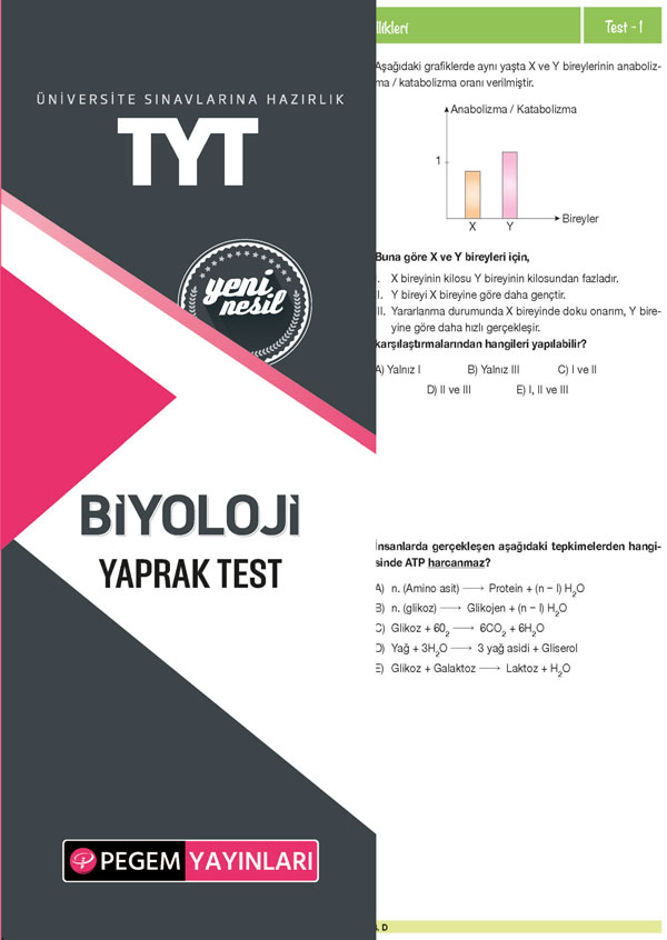 TYT Biyoloji Yaprak Test TYT Biyoloji Yaprak Test