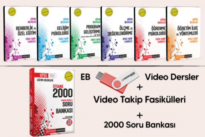 2022 KPSS Eğitim Bilimleri Video Takip Fasikülleri + 2000 Soru Bankası Seti Flash Bellek Video Dersler