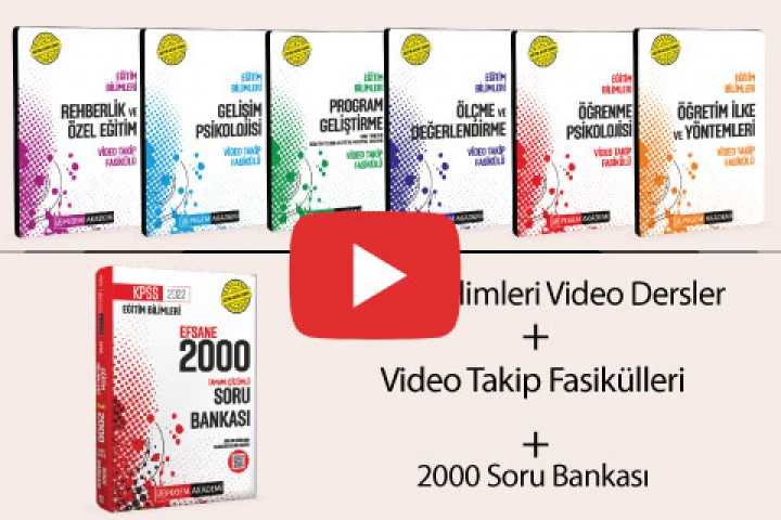 2022 KPSS Eğitim Bilimleri Video Takip Fasikülleri + 2000 Soru Bankası Seti (Video Dersler Hediye