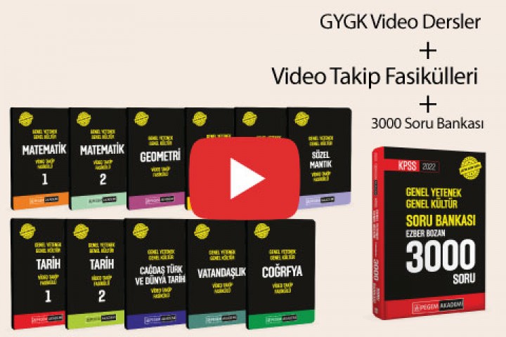 2022 KPSS Genel Yetenek Genel Kültür Video Takip Fasikülleri + 3000 Soru Bankası Seti (Video Der