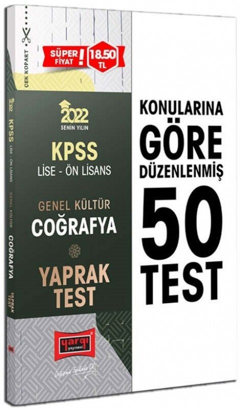 2022 KPSS Lise Ön Lisans Genel Kültür Coğrafya Yaprak Test