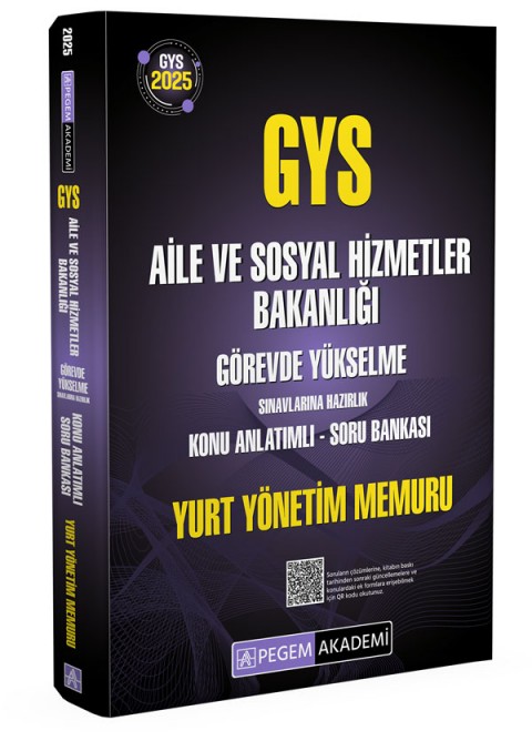 2025 GYS Aile ve Sosyal Hizmetler Bakanlığı Görevde Yükselme Sınavlarına Hazırlık Konu Anlatımlı Soru Bankası Yurt Yönetimi Memuru