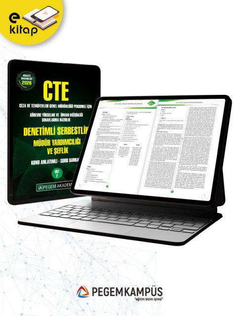 2026 CTE Adalet Bakanlığı Ceza ve Tevkifevleri Genel Müdürlüğü Görevde Yükselme ve Ünvan Değişikliği Sınavı Konu Anlatımlı Soru Bankası Denetimli Serbestlik Müdür Yardımcılığı ve Şeflik (Cilt-1 ve Cilt-2) E-Kitap
