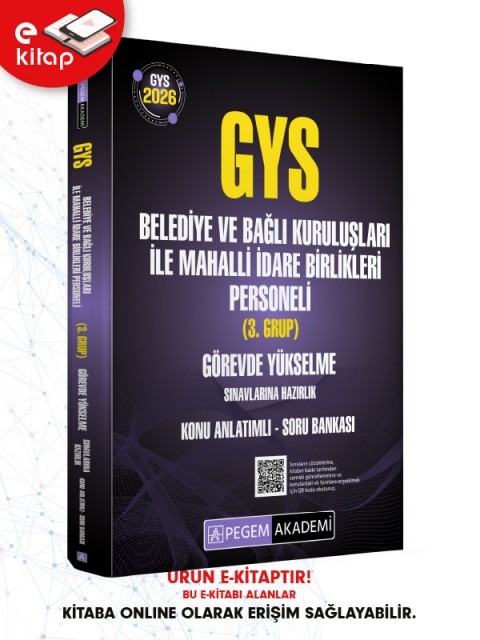 2026 GYS Belediye ve Bağlı Kuruluşları ile Mahalli İdare Birlikleri Personeli (3. Grup) Görevde Yükselme Sınavlarına Hazırlık Konu Anlatımlı Soru Bankası E-Kitap