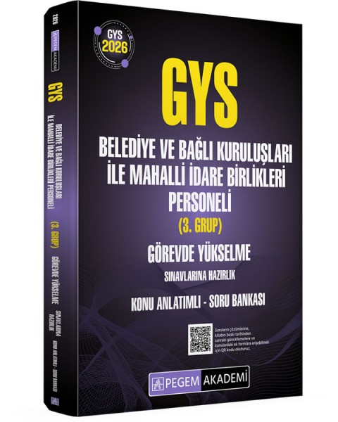 2026 GYS Belediye ve Bağlı Kuruluşları ile Mahalli İdare Birlikleri Personeli (3.Grup) Görevde Yükselme Sınavlarına Hazırlık Konu Anlatımlı Soru Bankası