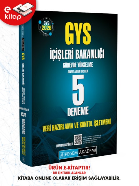 2026 GYS İçişleri Bakanlığı Görevde Yükselme Sınavlarına Hazırlık Tamamı Çözümlü 5 Deneme Veri Hazırlama ve Kontrol İşletmeni E-Kitap