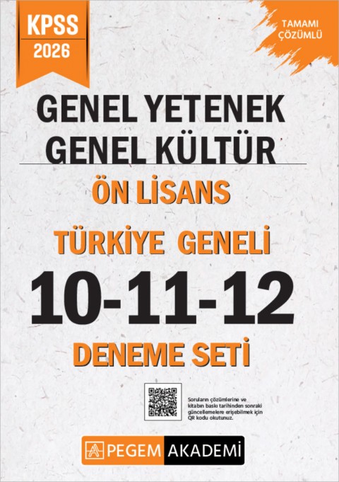 2026 KPSS Genel Yetenek Genel Kültür Ön Lisans Tamamı Çözümlü Türkiye Geneli 10-11-12 (3'lü Deneme Seti)
