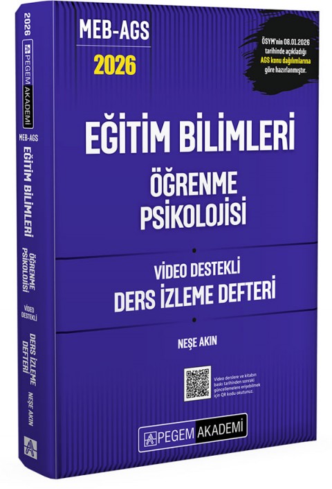 2026 MEB AGS Eğitim Bilimleri Öğrenme Psikolojisi Video Destekli Ders İzleme Defteri