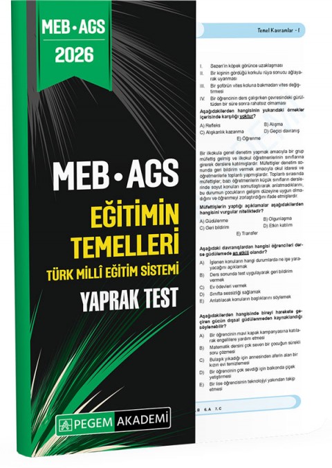2026 MEB AGS Eğitimin Temelleri Türk Milli Eğitim Sistemi Yaprak Test