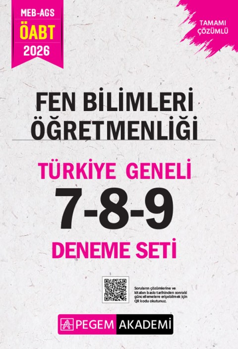 2026 MEB AGS ÖABT Fen Bilimleri Öğretmenliği Tamamı Çözümlü Türkiye Geneli 7-8-9 (3'lü Deneme Seti)