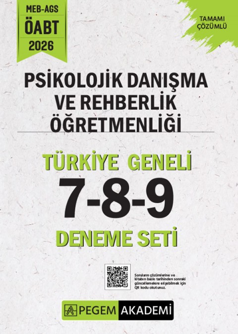 2026 MEB AGS ÖABT Psikolojik Danışma ve Rehberlik Öğretmenliği Tamamı Çözümlü Türkiye Geneli 7-8-9 (3'lü Deneme Seti)
