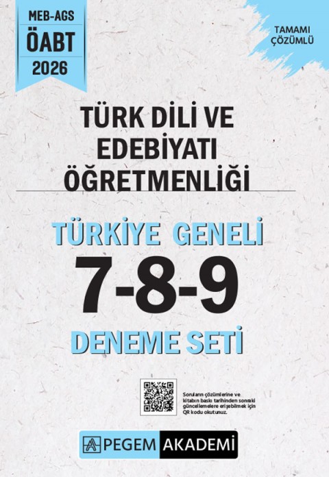 2026 MEB AGS ÖABT Türk Dili ve Edebiyatı Öğretmenliği Tamamı Çözümlü Türkiye Geneli 7-8-9 (3'lü Deneme Seti)