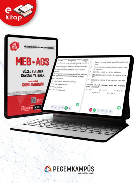 2026 MEB-AGS Sözel Yetenek-Sayısal Yetenek Tamamı Çözümlü E-Soru Bankası