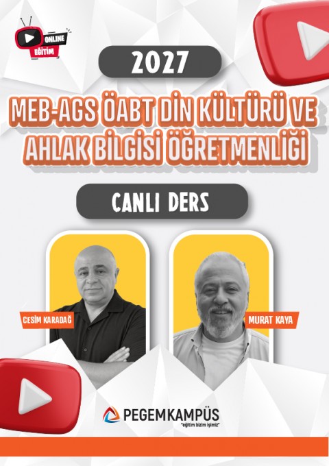 2027 MEB-AGS + ÖABT Din Kültürü ve Ahlak Bilgisi Öğretmenliği Canlı Dersler + Ders İzleme Defteri + Soru Bankası