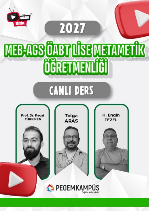 2027 MEB-AGS ÖABT Lise Matematik Öğretmenliği Canlı Ders + Ders İzleme Defteri + Soru Bankası
