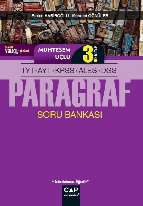 Çap TYT AYT KPSS ALES DGS Paragraf Muhteşem Üçlü 3. Kitap Tamamı Video Çözümlü Soru Bankası
