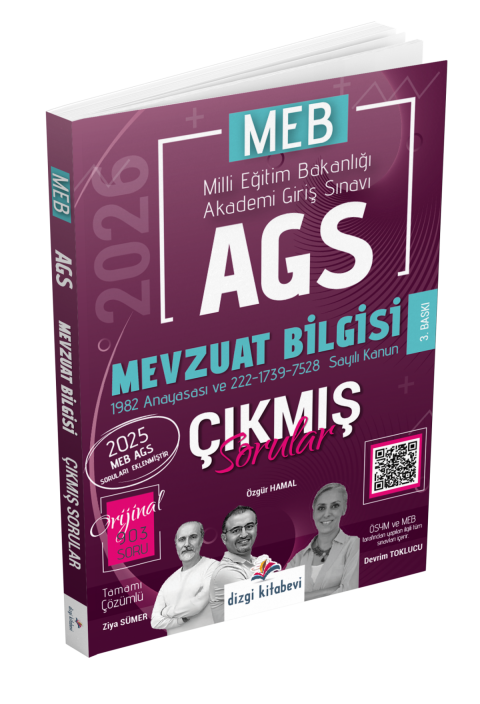 Dizgi Kitap 2026 MEB AGS Tamamı Video Çözümlü Mevzuat Bilgisi Çıkmış Sorular 3. Baskı Ziya Sümer Özgür Hamal Devrim Toklucu