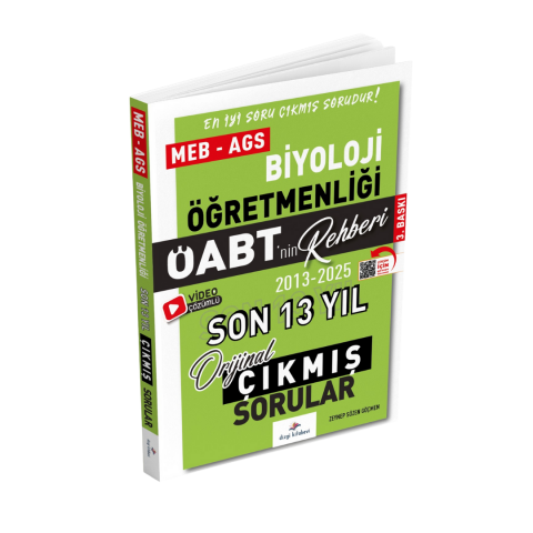 Dizgi Kitap 2026 Meb Ags ÖABT Biyoloji Öabt'nin Rehberi Konularına Göre Tasnif Edilmiş Son 13 Yıl Orijinal Video Çözümlü Çıkmış Sınav Soruları Zeynep Sözen Göçmen 3. Baskı