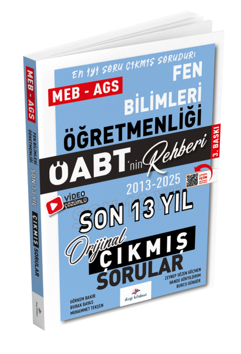 Dizgi Kitap 2026 Meb Ags ÖABT Fen Bilimleri Öğretmenliği Öabt'nin Rehberi Konularına Göre Tasnif Edilmiş Son 13 Yıl Orijinal Video Çözümlü Çıkmış Sınav Soruları 3. Baskı