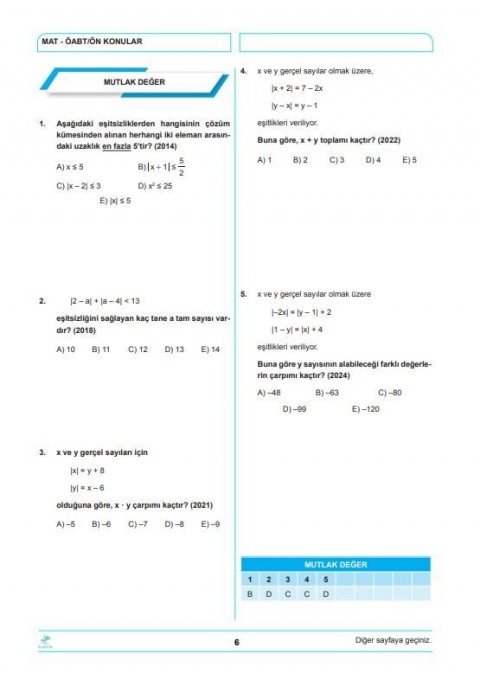 Dizgi Kitap 2026 Meb Ags ÖABT İlköğretim Matematik Öabt'nin Rehberi Konularına Göre Tasnif Edilmiş Son 13 Yıl Orijinal Video Çözümlü Çıkmış Sınav Soruları Dr. Yavuz Hoca 3. Baskı