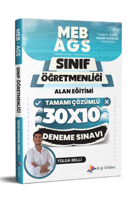 Dizgi Kitap 2026 Meb Ags ÖABT Sınıf Öğretmenliği Alan Eğitimi Tamamı Çözümlü 10 Deneme Sınavı Tolga Belli