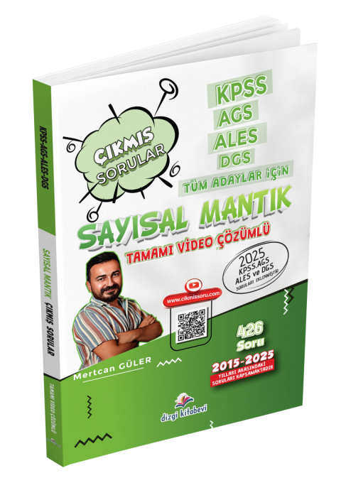 Dizgi Kitap ALES DGS KPSS AGS Tüm Adaylar İçin Sayısal Mantık Tamamı Video Çözümlü Çıkmış Sorular Mertcan Güler