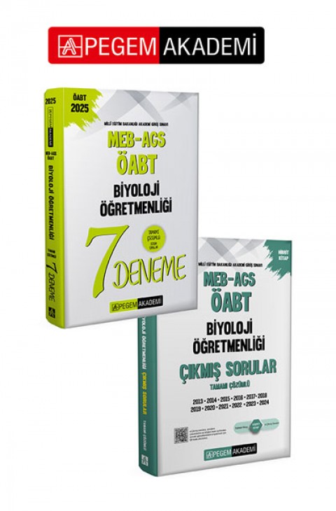 PEGEM AKADEMİ 2025 MEB-AGS-ÖABT Biyoloji Öğretmenliği Tamamı Çözümlü Çıkmış Sorular + 2025 MEB-AGS-ÖABT Biyoloji Öğretmenliği Tamamı Çözümlü 7 Deneme Seti (2.Kitap)