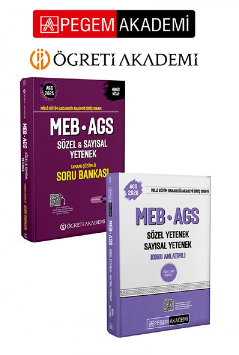 PEGEM AKADEMİ 2025 MEB-AGS Soru Bankası Tamamı Çözümlü Sözel-Sayısal Yetenek  + 2026 MEB AGS Konu Anlatımlı Sözel Yetenek Sayısal Yetenek Seti (2.Kitap)