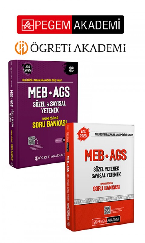 PEGEM AKADEMİ 2025 MEB-AGS Soru Bankası Tamamı Çözümlü Sözel-Sayısal Yetenek + 2026 MEB AGS Soru Bankası Tamamı Çözümlü Sözel Yetenek Sayısal Yetenek Seti (2.Kitap)