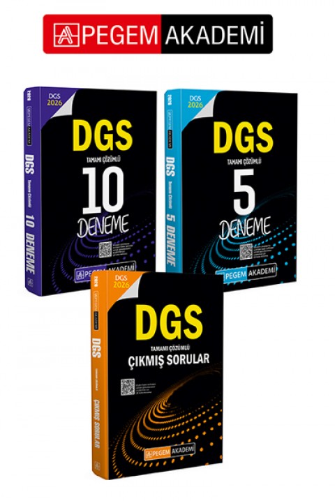 PEGEM AKADEMİ 2026 DGS Tamamı Çözümlü 10 Deneme + 2026 DGS Tamamı Çözümlü 5 Deneme + 2026 DGS Çıkmış Sorular Tamamı Çözümlü Seti (3.Kitap)