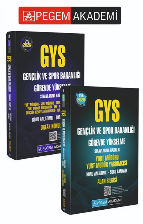 PEGEM AKADEMİ 2026 GYS Gençlik ve Spor Bakanlığı Görevde Yükselme Sınavlarına Hazırlık Konu Anlatımlı Soru Bankası ORTAK KONULAR + 2026 GYS Gençlik ve Spor Bakanlığı Görevde Yükselme Sınavlarına Hazırlık YURT MÜDÜRÜ YURT MÜDÜR