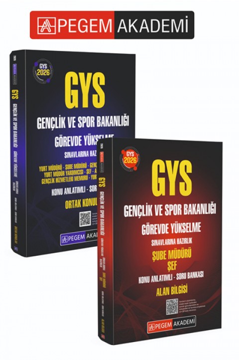 PEGEM AKADEMİ 2026 GYS Gençlik ve Spor Bakanlığı Görevde Yükselme Sınavlarına Hazırlık Şube Müdürü Şef Konu Anlatımlı Soru Bankası ALAN BİLGİSİ + 2026 GYS Gençlik ve Spor Bakanlığı Görevde Yükselme Sınavlarına Hazırlık Konu