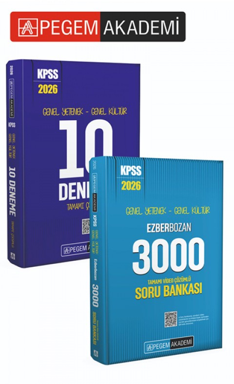 PEGEM AKADEMİ 2026 KPSS Genel Yetenek Genel Kültür Ezberbozan 3000 Tamamı Video Çözümlü Soru Bankası + 2026 KPSS Genel Yetenek Genel Kültür Tamamı Çözümlü 10 Deneme Seti (2.Kitap)