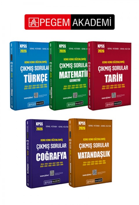 PEGEM AKADEMİ 2026 KPSS Genel Yetenek Genel Kültür Konu Konu Düzenlenmiş Tamamı Çözümlü Çıkmış Sorular Seti (5.Kitap)