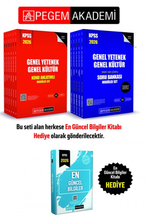 PEGEM AKADEMİ 2026 KPSS Genel Yetenek Genel Kültür Lisans Konu Anlatımlı Modüler Set - (6 Kitap) + 2026 KPSS Genel Yetenek Genel Kültür Tamamı Çözümlü Soru Bankası Seti - (5 Kitap) Seti (11.Kitap) Güncel Bilgiler Hediyeli